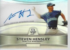 Steven Hensley 2010 Bowman Platinum Rookie Refractor On Card Autograph Mariners