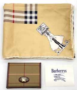 Auth Burberrys Nova Check Pattern Brown Silk Scarf and card Case NS030687 - Picture 1 of 24