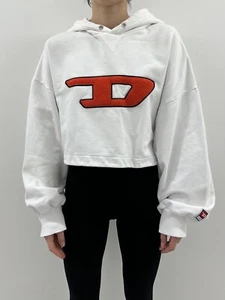 Diesel Crop Hoodie White Big Logo Womens size XL - Picture 1 of 12