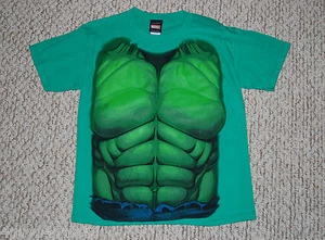Boys S/S Tee Shirt GREEN w/ INCREDIBLE HULK ABS CHEST TORSO Marvel SIZE M 8 - Picture 1 of 1