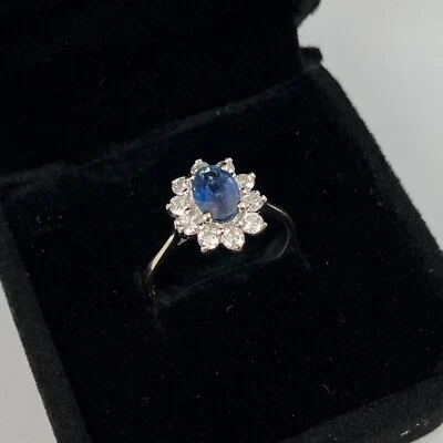 EFFY BH 14k Princess Diana Diamond & Sapphire White Gold Ring Size 7 - Image 1 of 4