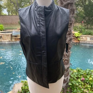 New Small Coldwater Creek Black Genuine Leather Vest $100 plus - Picture 1 of 4