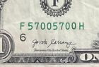 $1 Dollar Bill #57005700 Cool Numbers, Fancy Repeater