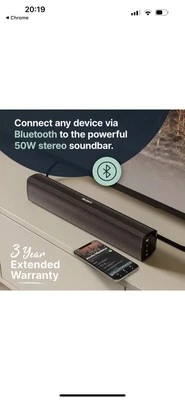 Majority Bowfell Bluetooth Soundbar TV 50 Watt Stereo Sound Remote Black AUX - Image 1 of 4