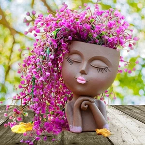 Unique Resin Girl Head Planter - Perfect Gift for Plant Lovers & Friends - Picture 1 of 8