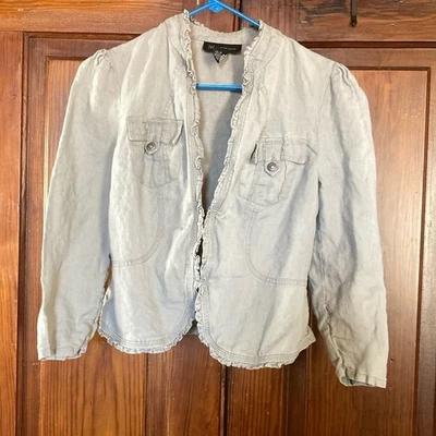 Chaqueta INC International Concepts 100% Lino Gris Talla S Usada en Excelente Condición Foto 1 de 4