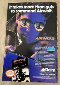 Airwolf 1989 print ad art video game NES Nintendo 1980s promo Acclaim vintage