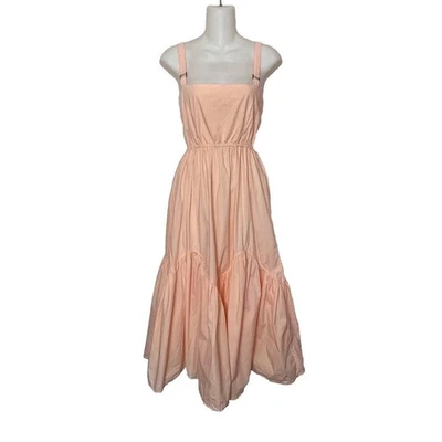 Lusana 100% Cotton Poplin Ruffle Strap Dress Women’s Sz 4 Light Orange - Image 1 of 4