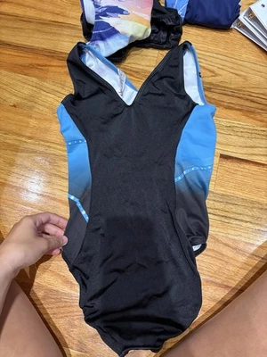 Collant tanque de dança GK Gym Kin, adulto pequeno ginástica, azul/azul-petróleo/preto - Imagem 1 de 4