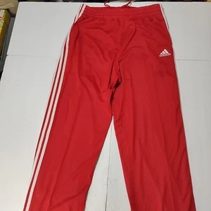 Adidas Jogging Pants Mens Red Lined Large Elastic Waist Tied - Picture 1 of 9
