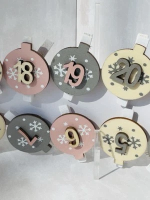 Adventszahlen aus Holz mit Klammern Siehe Fotos - Bild 1 von 4