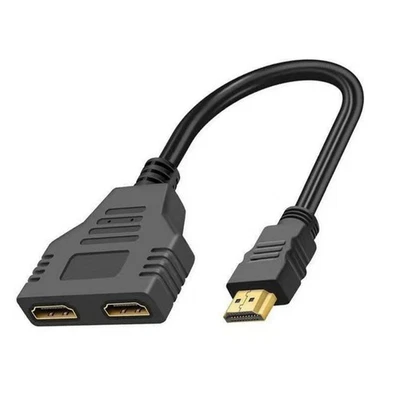 HDMI 1 in 2 out Splitter Crossover Male To Dual Female 2.0 Converter HD cable - Image 1 of 4