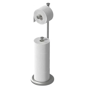 Toilet Paper Holder Stand Brushed Nickel with Storage for 5 Mega Rolls - Picture 1 of 7