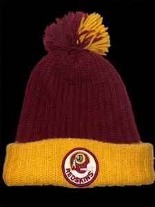 Vintage Washington Redskins lose Strick Beanie Mütze burgund gelb Quaste Bommel NFL - Bild 1 von 2