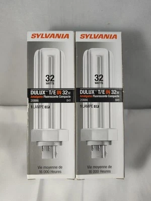 Lot of 2 Sylvania 20886 Compact Fluorescent 4 Pin Triple Tube 4100K 32-watt - Image 1 of 4