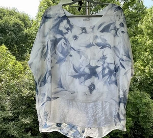 Made in Italy S/S Tunic Top Blouse Silk Blend Caftan Flowy Floral Oversized - Picture 1 of 13