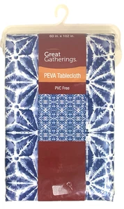 NEU PEVA Tischdecke rechteckig 60 x 102 Indoor/Outdoor Steppoptik, blau & weiß - Bild 1 von 7