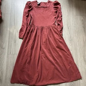 Laura Ashley Kleid Damen 6 Vintage Prairie Modest Puff Langarm Cord - Bild 1 von 15