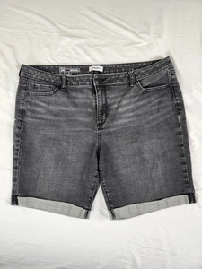 Sonoma Women's Plus Bermuda Jean Shorts Black Gray Stretch Denim Cuffed 20W - Picture 1 of 9