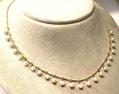 Collar Carolee Imitación Perla Blanca Tono Dorado Barra Eslabón Cadena Gargantilla Lote 81A Foto 1 de 3