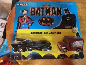 VTG. 1989 ERTL DIE CAST BATMOBILE AND JOKER VAN 1/64 SCALE MOC! - Picture 1 of 1