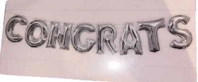 Silver 14” Congrats Air Filled Balloon Decorating Kit Retirement, Baby, Wedding - Image 1 of 3