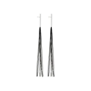 Jil Sander GW9 Women Black Silver Earrings Brass Viscose Tassel Dangle Jewelry - Picture 1 of 2