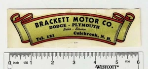 1920 Rivenditore Auto Decalcomanie Staffe Motore Dodge Plymouth Colebrook, N.H. - Foto 1 di 2