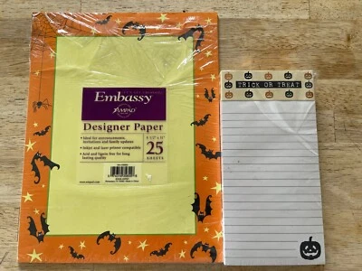 Halloween Bats Designer Paper 25 Sheets & Magnetic Notepad 125 Sheets - New - Image 1 of 4