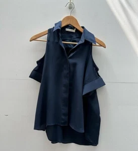 alice + olivia navy cold shoulder blouse Size XS $15 - Picture 1 of 4