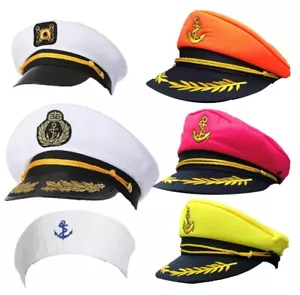 Captain Sailor Hat Deluxe Fancy Dress Costume Naval Officer Marine Unisex Adults - Picture 1 of 7