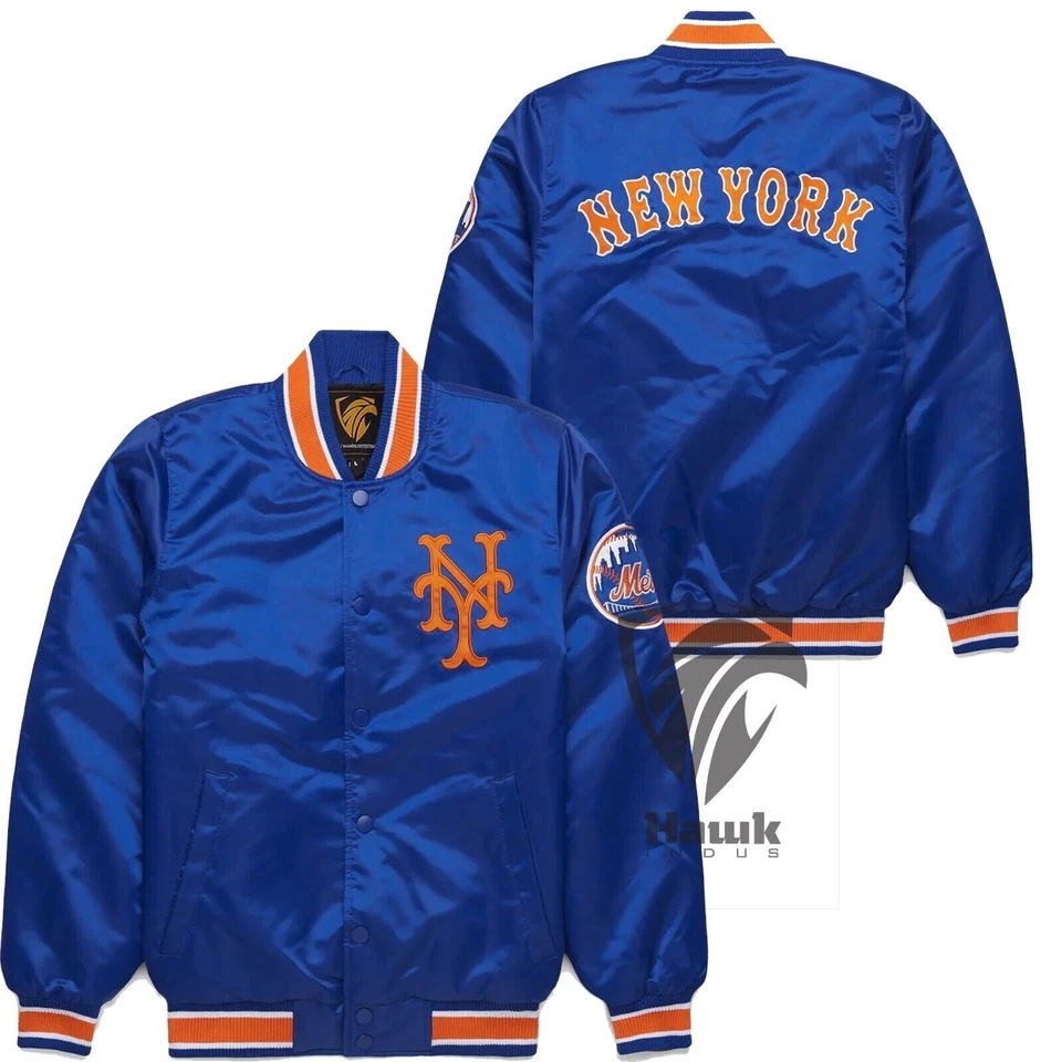 Chaqueta de béisbol de satén de Nueva York estilo vintage chaqueta de moda callejera Foto 1 de 4