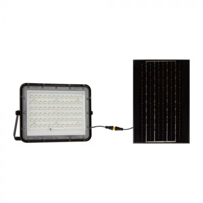 V-TAC VT-120W Faro led nero con pannello solare 15W e telecomando LED Proiettore - Immagine 1 di 4