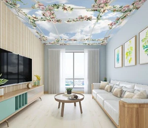 Papel pintado de techo rosa blanca 3D H1903 mural pegatina Deco Erin 23 - Imagen 1 de 6