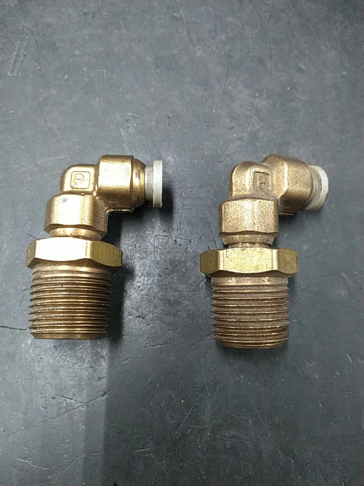 (2) Parker W169PLN-4-6 Brass Elbow Push-to-Connect 1/4" OD Tube to Male 3/8 NPT - Image 1 of 1