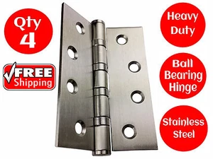 4 X STAINLESS STEEL DOOR HINGES 304 grade 100 x 75 BUTT HINGE BALL BEARING 4BB - Picture 1 of 7