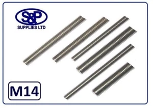 M14, 14MM X 100MM TO 350MM ST/STEEL THREADED BAR STUDDING THREADED BAR ST/STEEL - Picture 1 of 3
