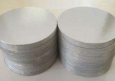 100 x 4' Inch ROUND SILVER Thin Cut Edge Cake Boards Cards Sugarcraft Culpitt