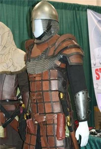 MITTELALTERLICHE FANTASY NORMAN Herren braun schwarz Leder BRIGANDINE KÖRPERRÜSTUNG LARP neu - Bild 1 von 1