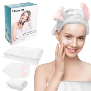 Microfiber Premium Towel Set White Hair Turban Wash Cloth Bath Gym Hotel Spa - Picture 1 of 7
