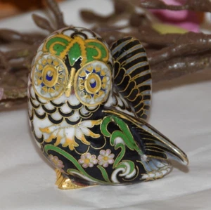 Vintage Fabergé und Franklin Mint Cloisonne Eule Cloisonné Sammlung MOSKANA EULE - Bild 1 von 6