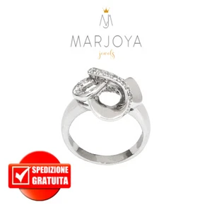 Anello fiocco in argento 925 rodiato con zirconi bianchi - Imagen 1 de 4