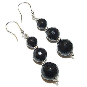 Orecchini in onice naturale e argento 925 - sfere sfaccettate - Imagen 1 de 1