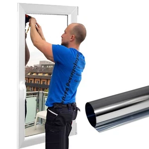 8,9€/m² Premium Spiegelfolie Silber Sonnenschutzfolie Fensterfolie 100cm x 152cm - Bild 1 von 9