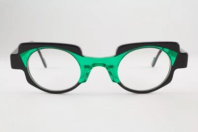 Rare Authentic Anne et Valentin VOX 1037 40mm Black Green Frames Glasses France - Image 1 of 4