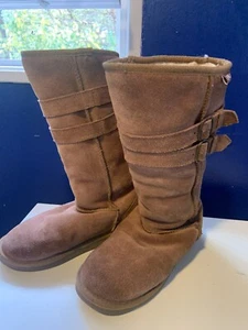 EMU Women’s Shelly Winter Boots Size 8 Brown Suede Leather Merino Wool Tall - Picture 1 of 8