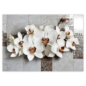 Vlies Fototapete Tapete Wandbild Weiße Orchideen und Mosaik Nr. H10401_TV - Bild 1 von 21