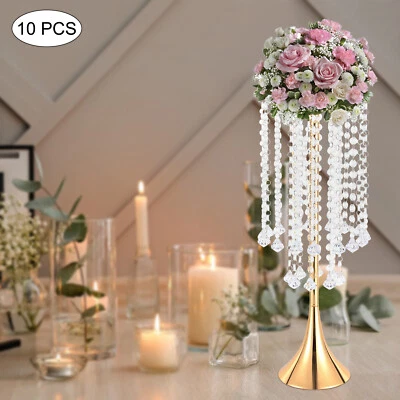10Pcs Wedding Flower Stand Holder 55.6cm Tall Crystal Grand Centerpiece Stands - Image 1 of 4