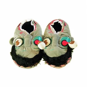 Furry Slipper Cartoon Fun Soft Plush Booties Shoes Unisex Zombies Monster green - Picture 1 of 3