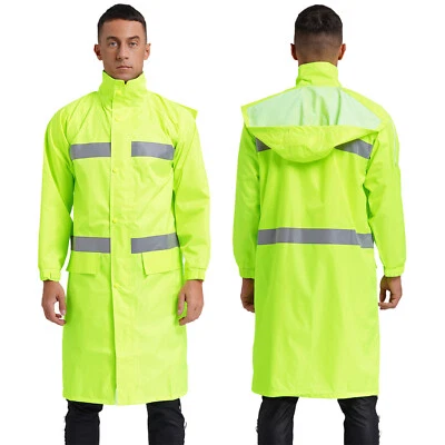 Men Rain Coats Hooded Raincoats Rainwear Waterproof Work Rain Jacket Poncho - Image 1 of 4